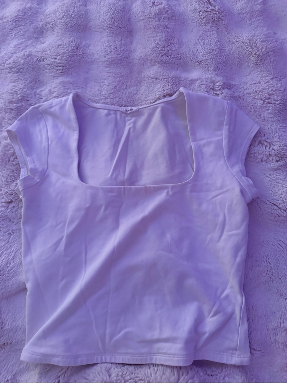Garage Lavender Square-Neck Short Sleeve Crop Top